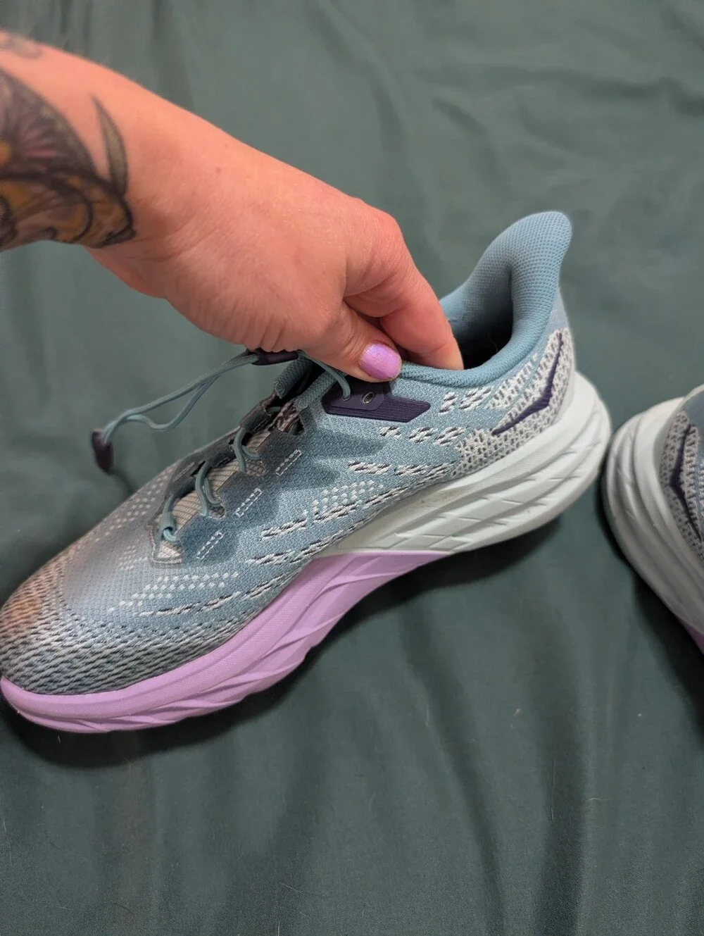 HOKA Girl's Running Shoe in Light Blue & Lavender